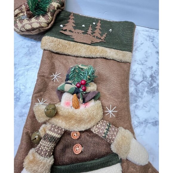 Snowman Hunter Christmas Stockings Set of 3 Camo Mountain Forest Wildlife - Picture 8 of 11
